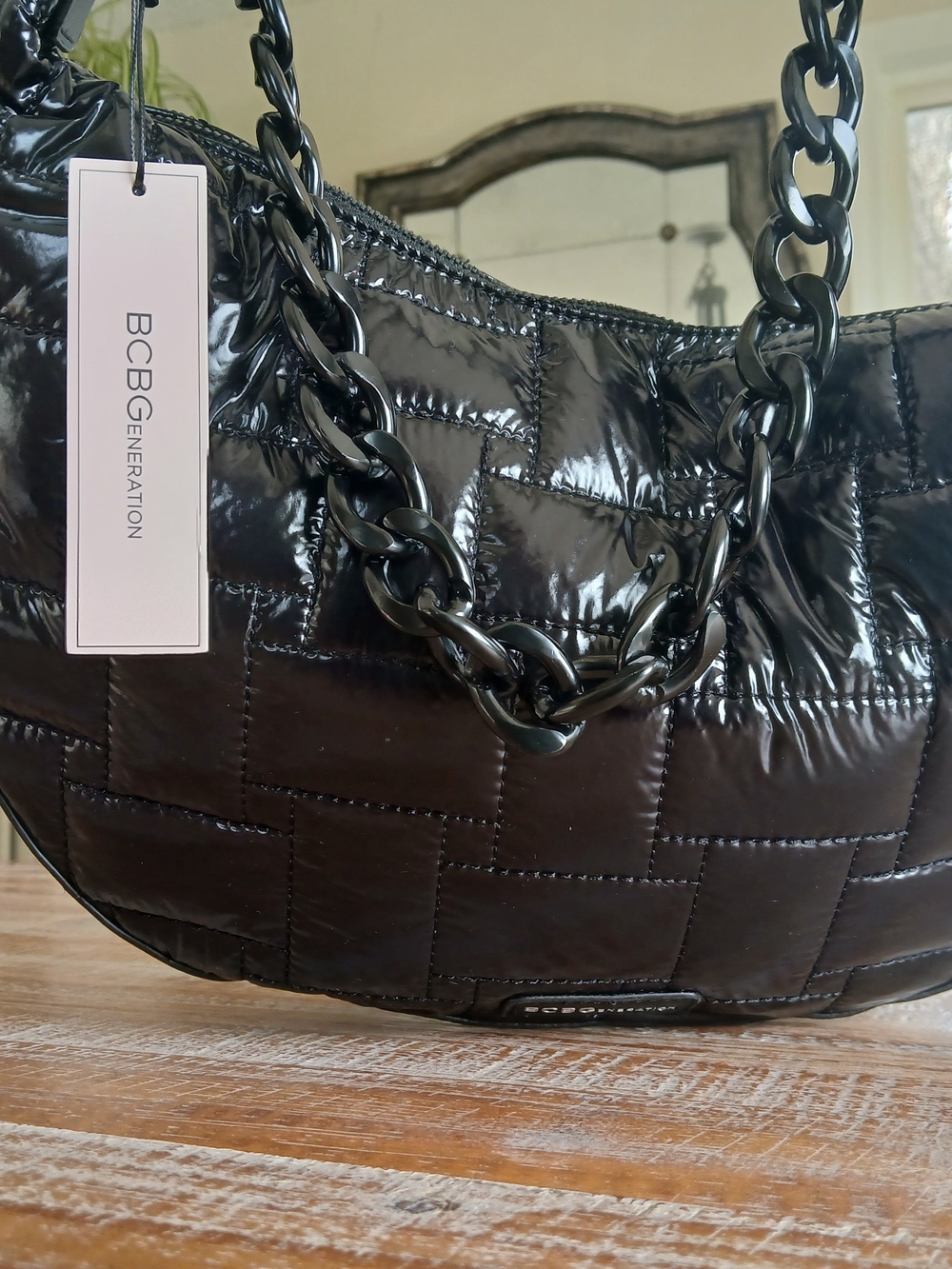 BCBGeneration Quilted Puffer Shoulder Bag - Black